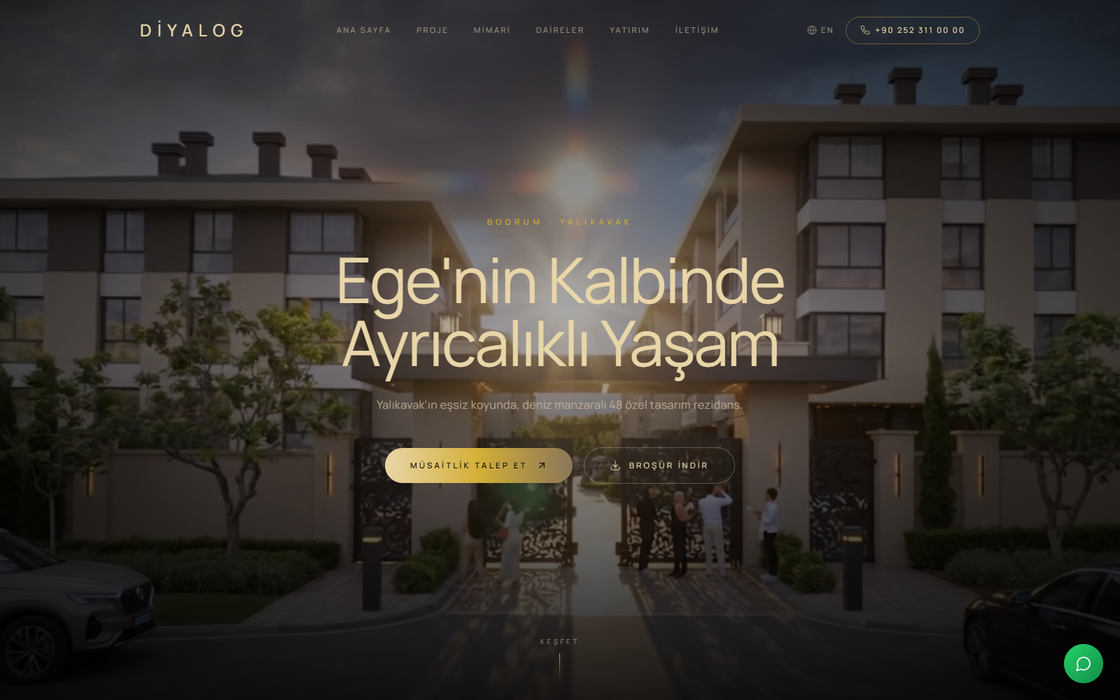 Diyalog Yalıkavak web sitesi ekranı
